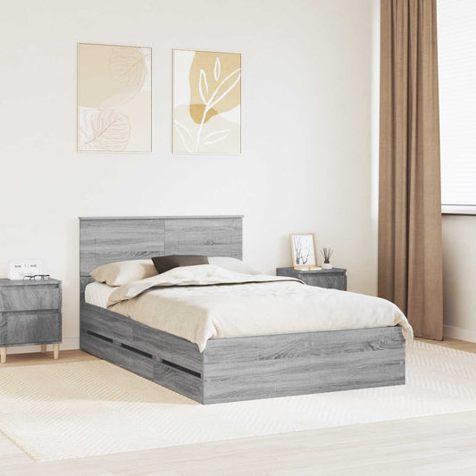 vidaXL Σκελετός Κρεβατιού Γκρίζο Σονομα 120 x 190 cm Μηχανήματος Ξύλο