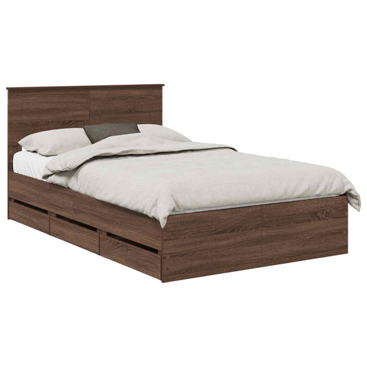 vidaXL Σκελετός Κρεβατιού Καφέ δρυς 120 x 190 cm Μηχανήματος Ξύλο