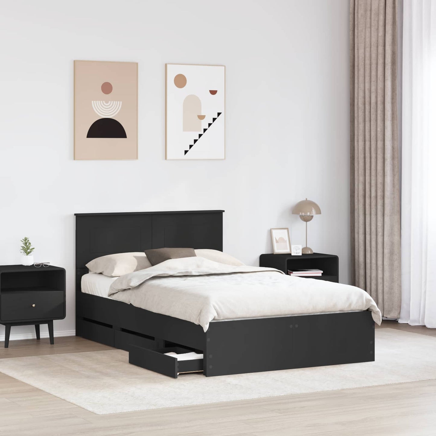 vidaXL Σκελετός Κρεβατιού Μαύρο 120 x 200 cm Μηχανήματος Ξύλο