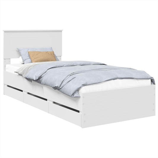 vidaXL Σκελετός Κρεβατιού Λευκό 90 x 190 cm Μηχανήματος Ξύλο