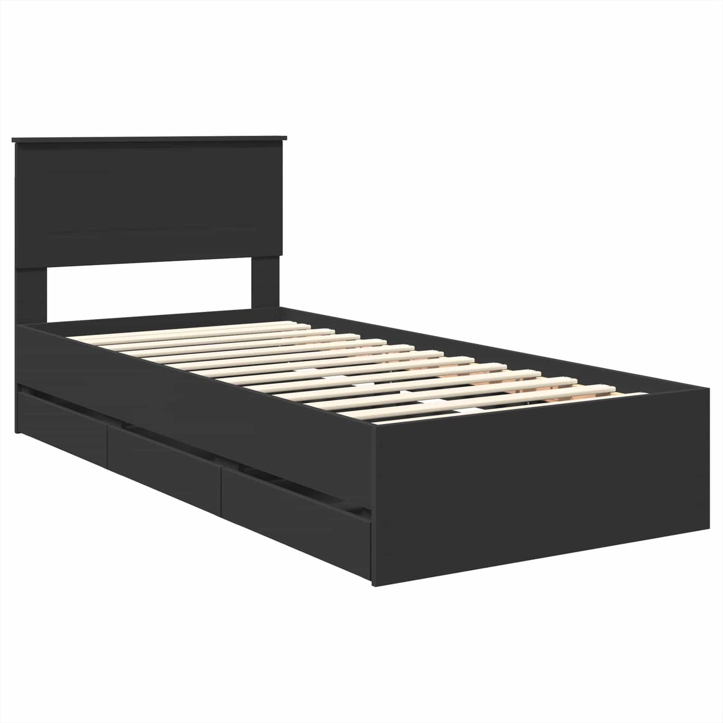vidaXL Σκελετός Κρεβατιού Μαύρο 90 x 190 cm Μηχανήματος Ξύλο