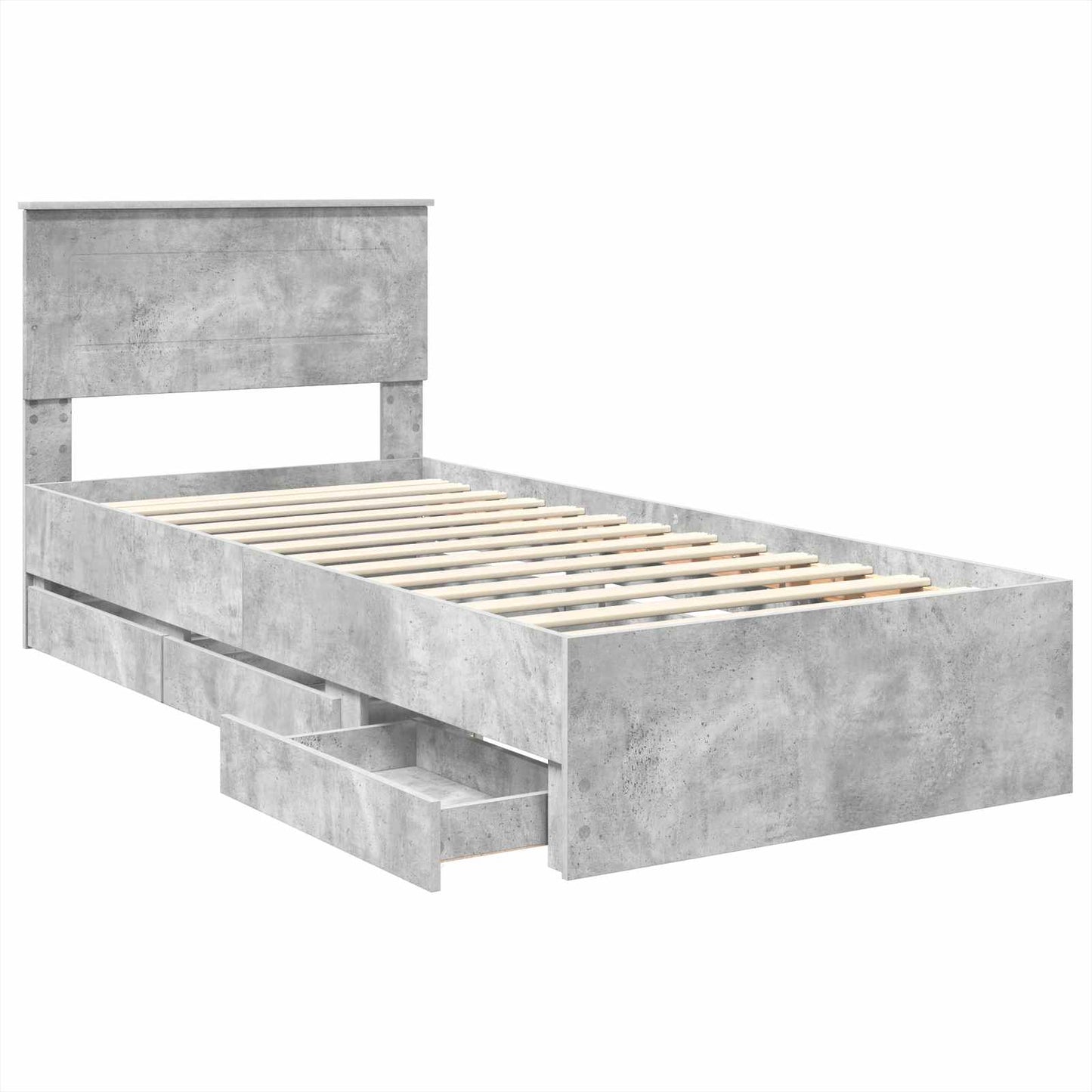 vidaXL Σκελετός Κρεβατιού Σκυρόδεμα Γκρι 90 x 190 cm Μηχανήματος Ξύλο