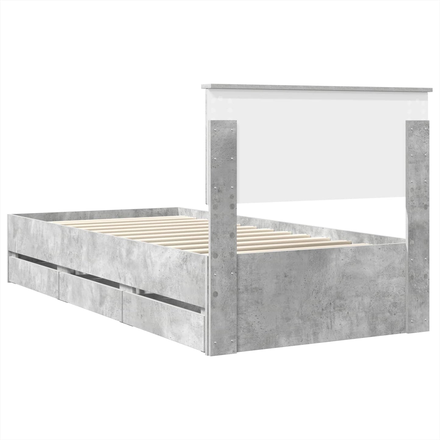 vidaXL Σκελετός Κρεβατιού Σκυρόδεμα Γκρι 90 x 190 cm Μηχανήματος Ξύλο