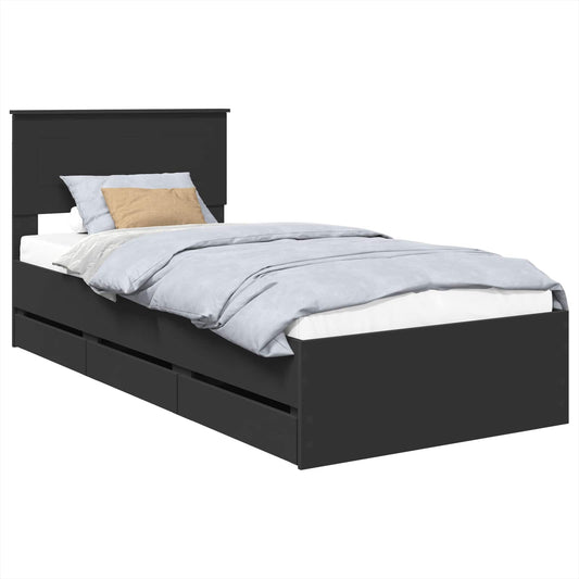 vidaXL Σκελετός Κρεβατιού Μαύρο 75 x 190 cm Μηχανήματος Ξύλο