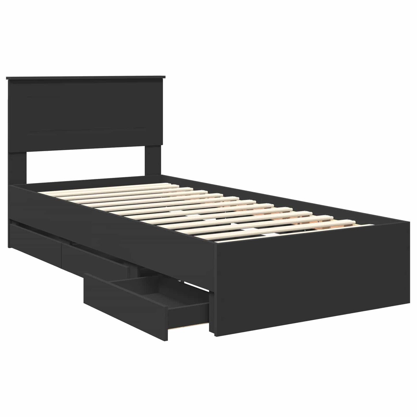 vidaXL Σκελετός Κρεβατιού Μαύρο 75 x 190 cm Μηχανήματος Ξύλο