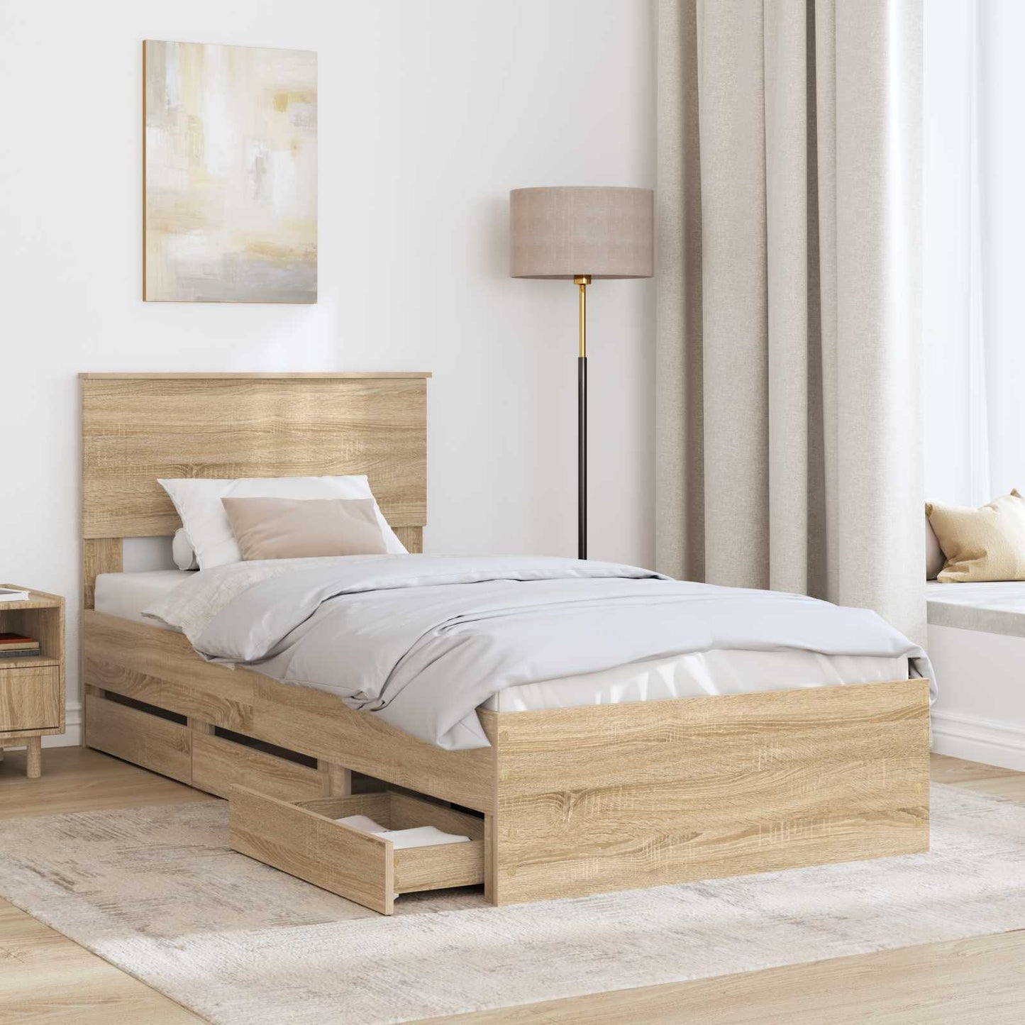 vidaXL Σκελετός Κρεβατιού Δρύς Sonoma 75 x 190 cm Μηχανήματος Ξύλο