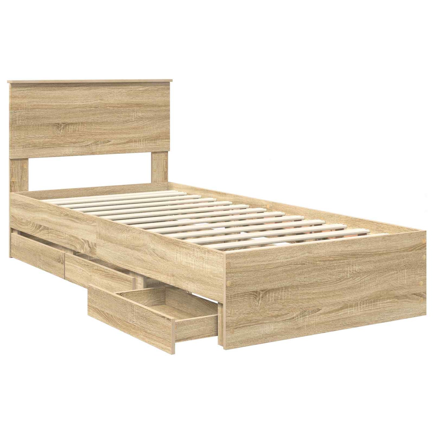 vidaXL Σκελετός Κρεβατιού Δρύς Sonoma 75 x 190 cm Μηχανήματος Ξύλο