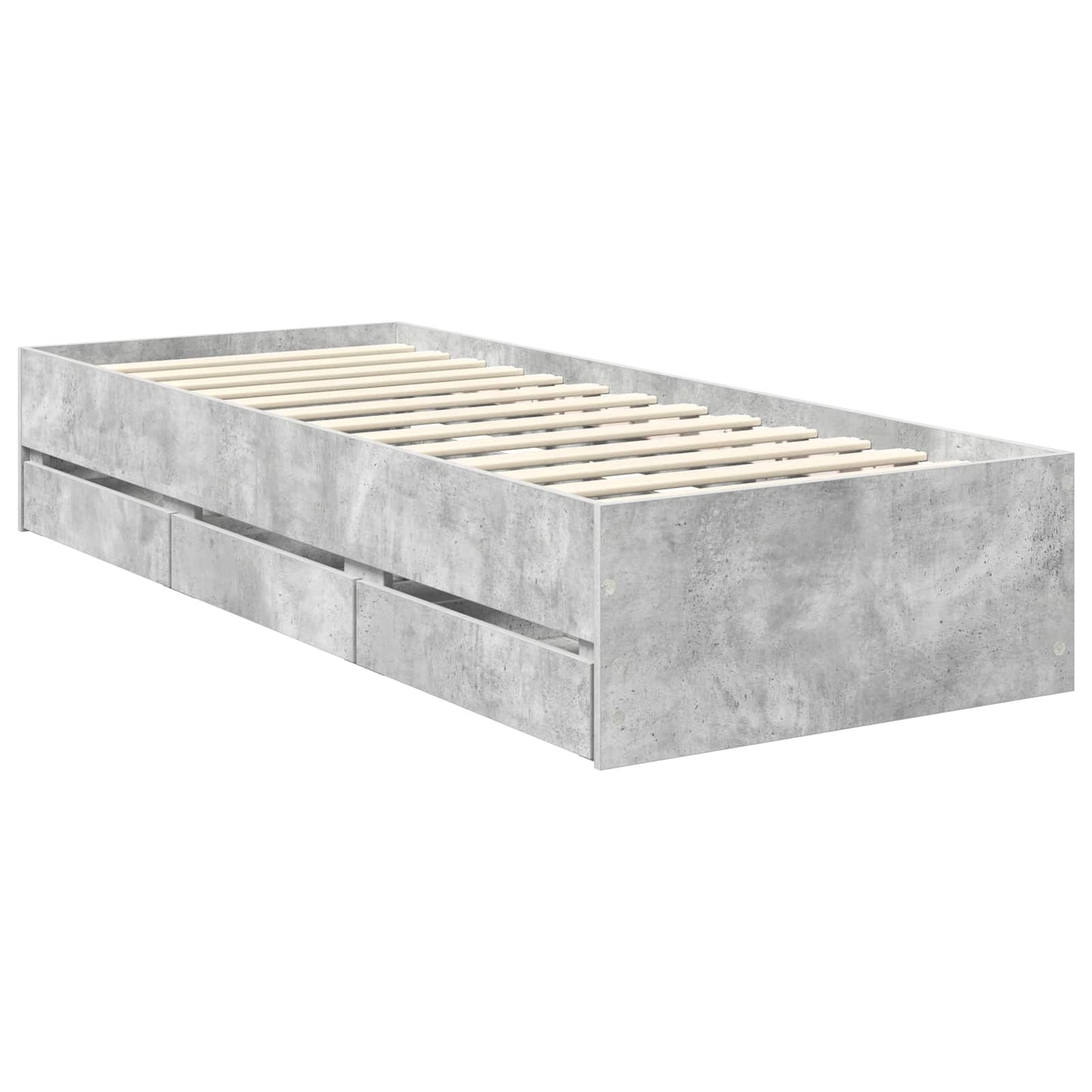 vidaXL Σκελετός Κρεβατιού Σκυρόδεμα Γκρι 75 x 190 cm Μηχανήματος Ξύλο