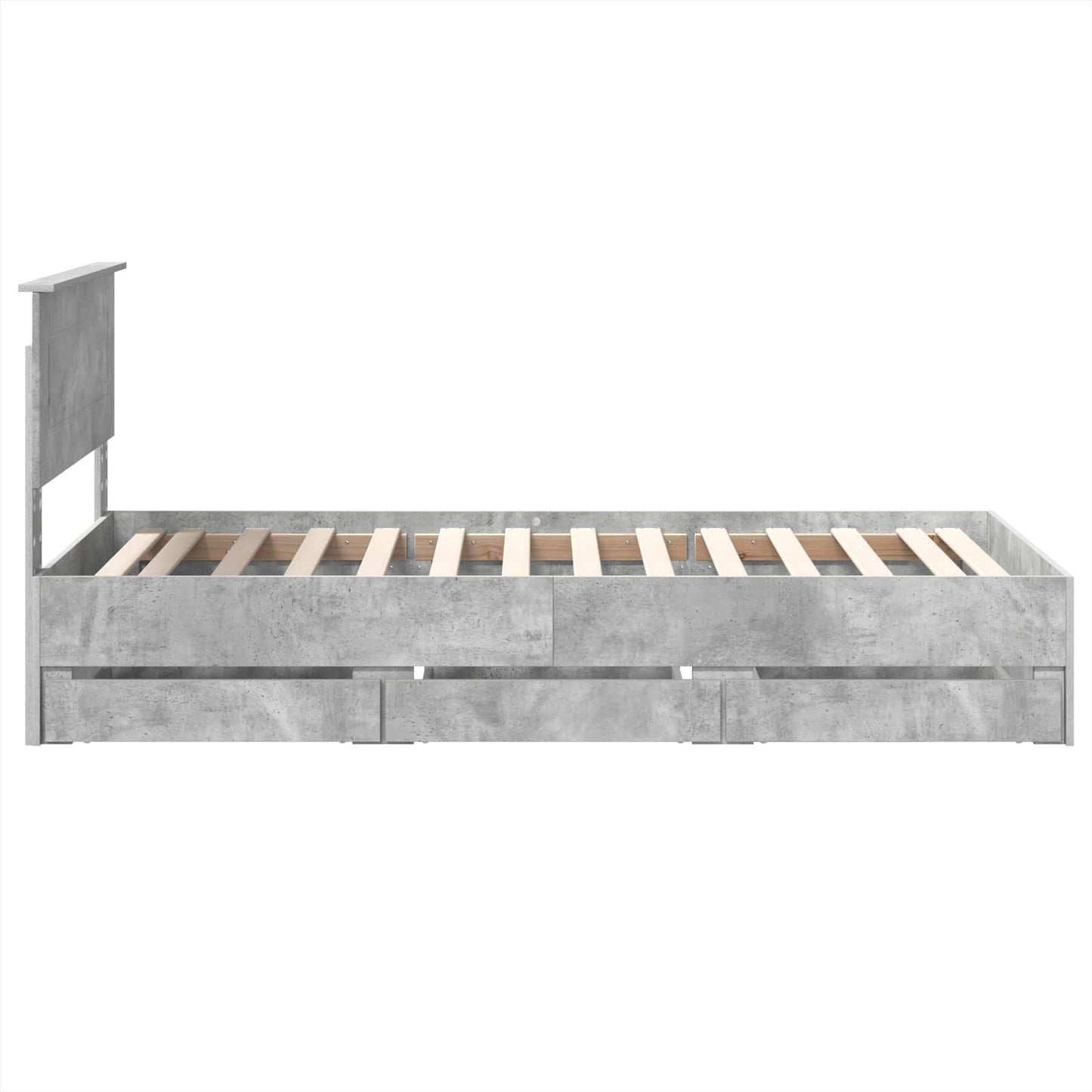 vidaXL Σκελετός Κρεβατιού Σκυρόδεμα Γκρι 75 x 190 cm Μηχανήματος Ξύλο