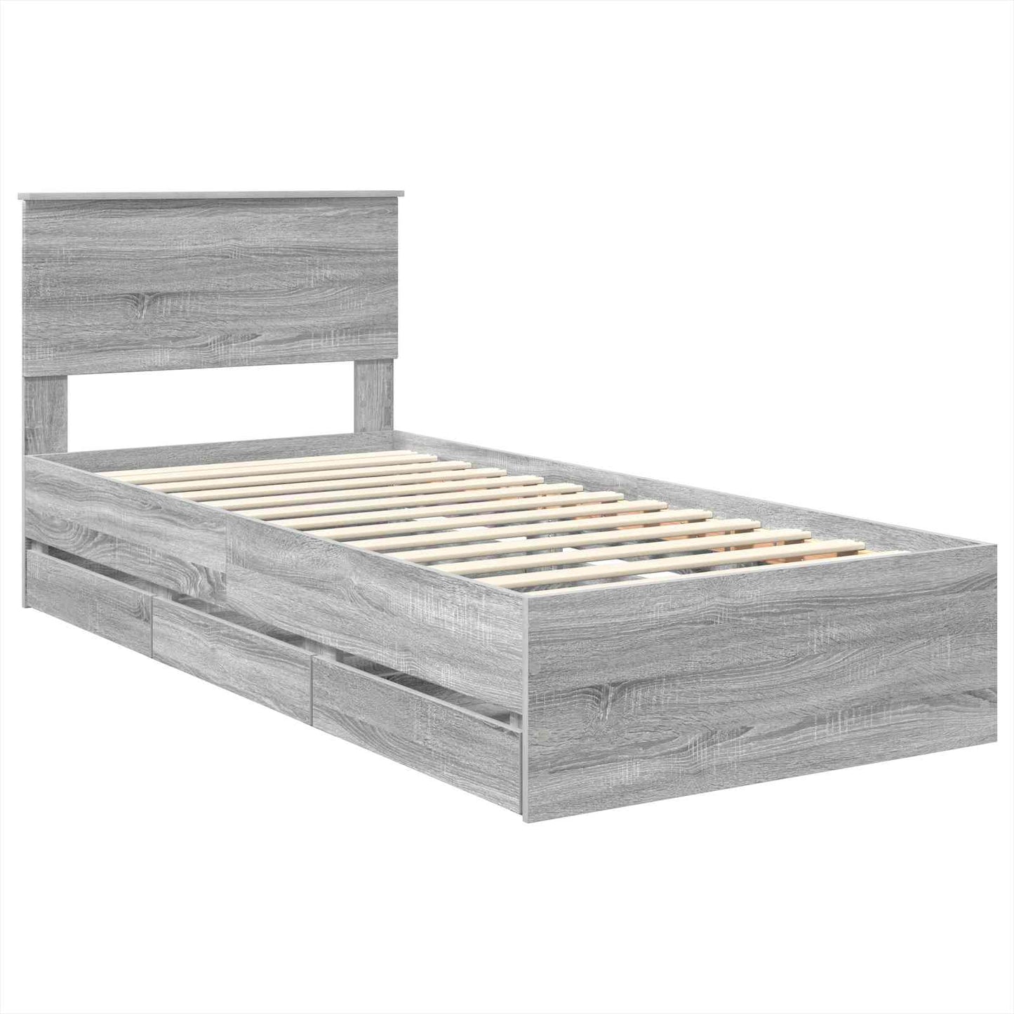 vidaXL Σκελετός Κρεβατιού Γκρίζο Σονομα 75 x 190 cm Μηχανήματος Ξύλο