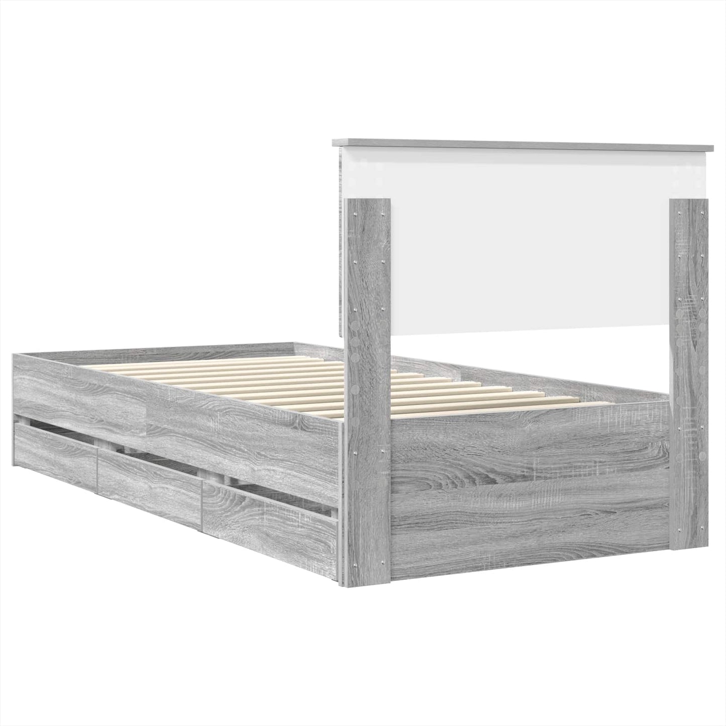 vidaXL Σκελετός Κρεβατιού Γκρίζο Σονομα 75 x 190 cm Μηχανήματος Ξύλο