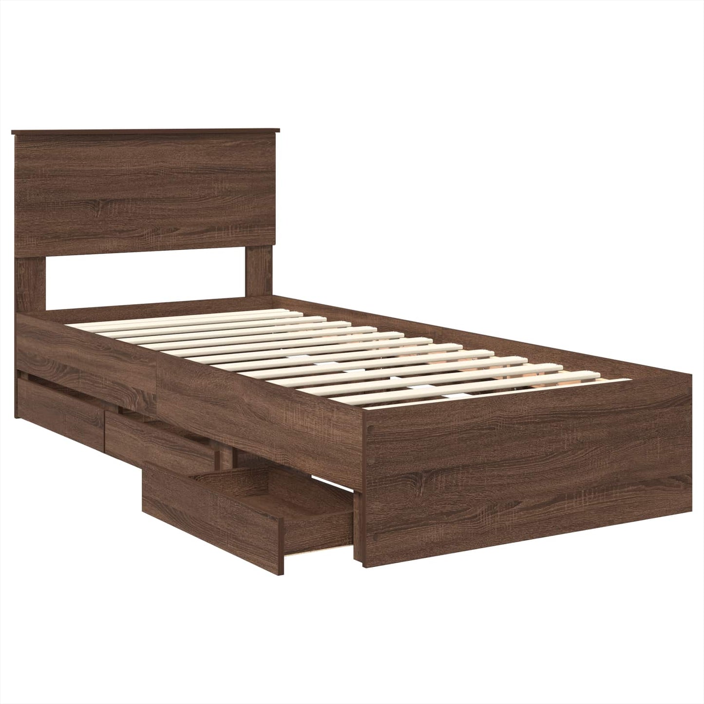 vidaXL Σκελετός Κρεβατιού Καφέ δρυς 75 x 190 cm Μηχανήματος Ξύλο