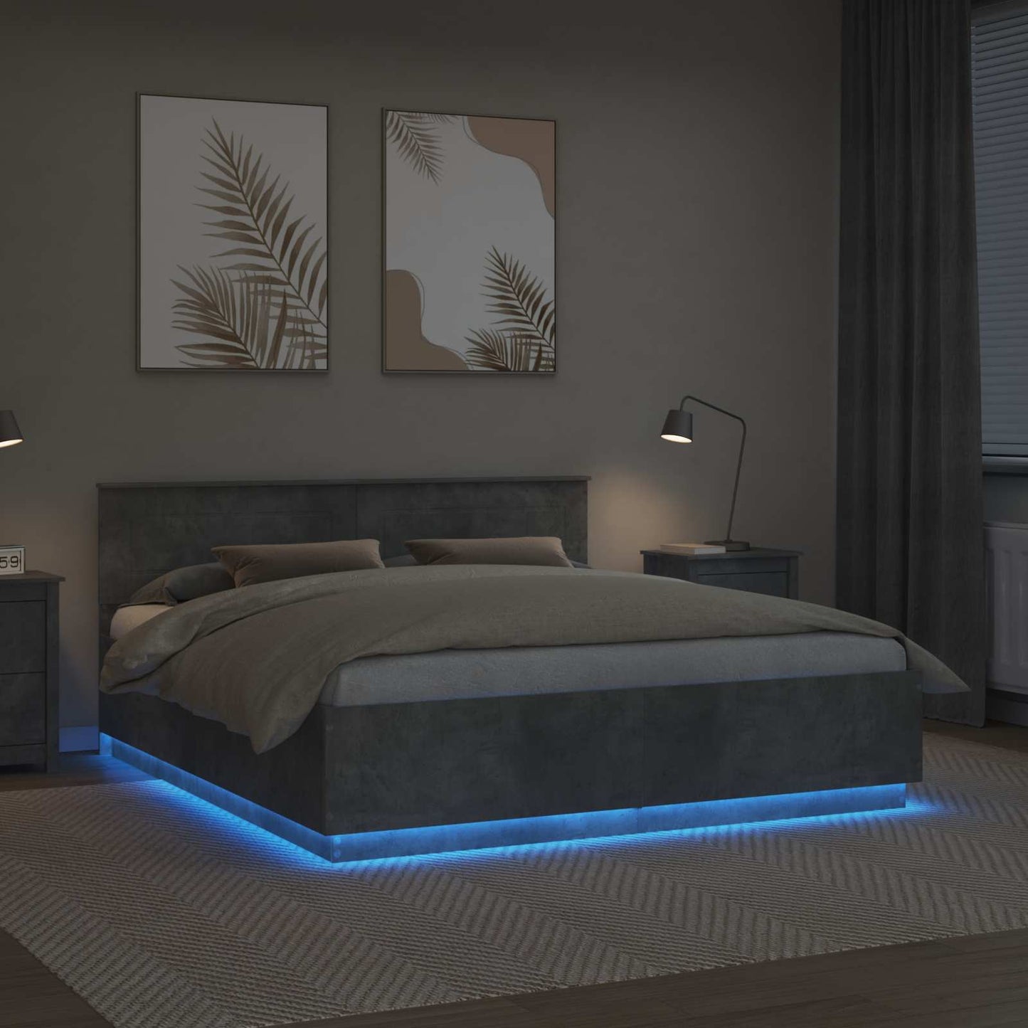 vidaXL Σκελετός Κρεβατιού με κεφαλάρι Σκυρόδεμα Γκρι 200 x 200 cm