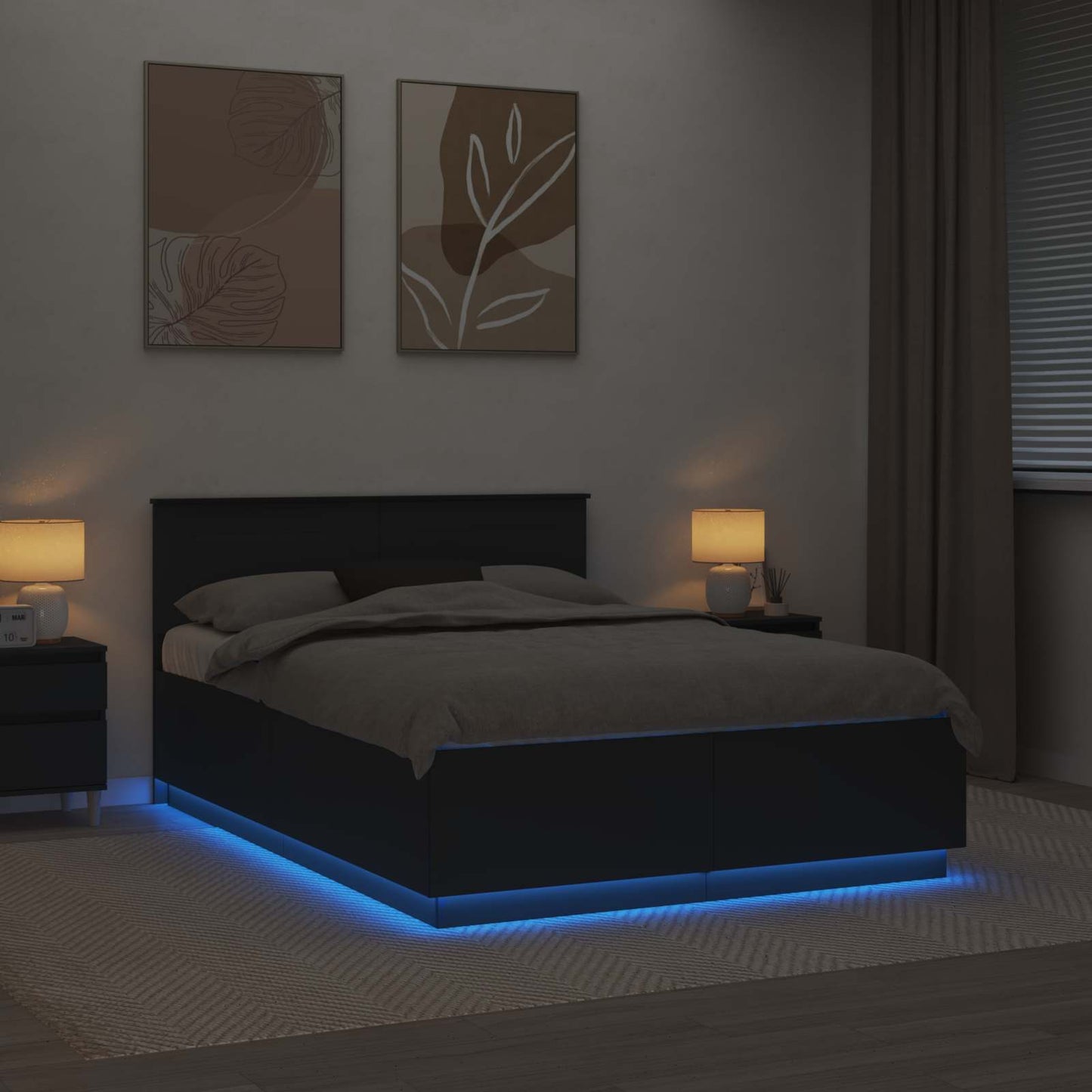 vidaXL Σκελετός Κρεβατιού Μαύρο 150 x 200 cm Επεξεργασμένο ξύλο