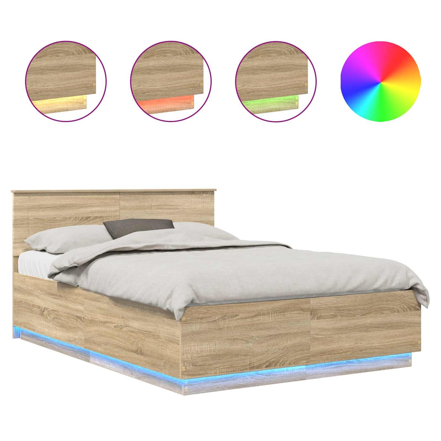 vidaXL Σκελετός Κρεβατιού Δρύς Sonoma 140 x 190 cm Επεξεργασμένο ξύλο