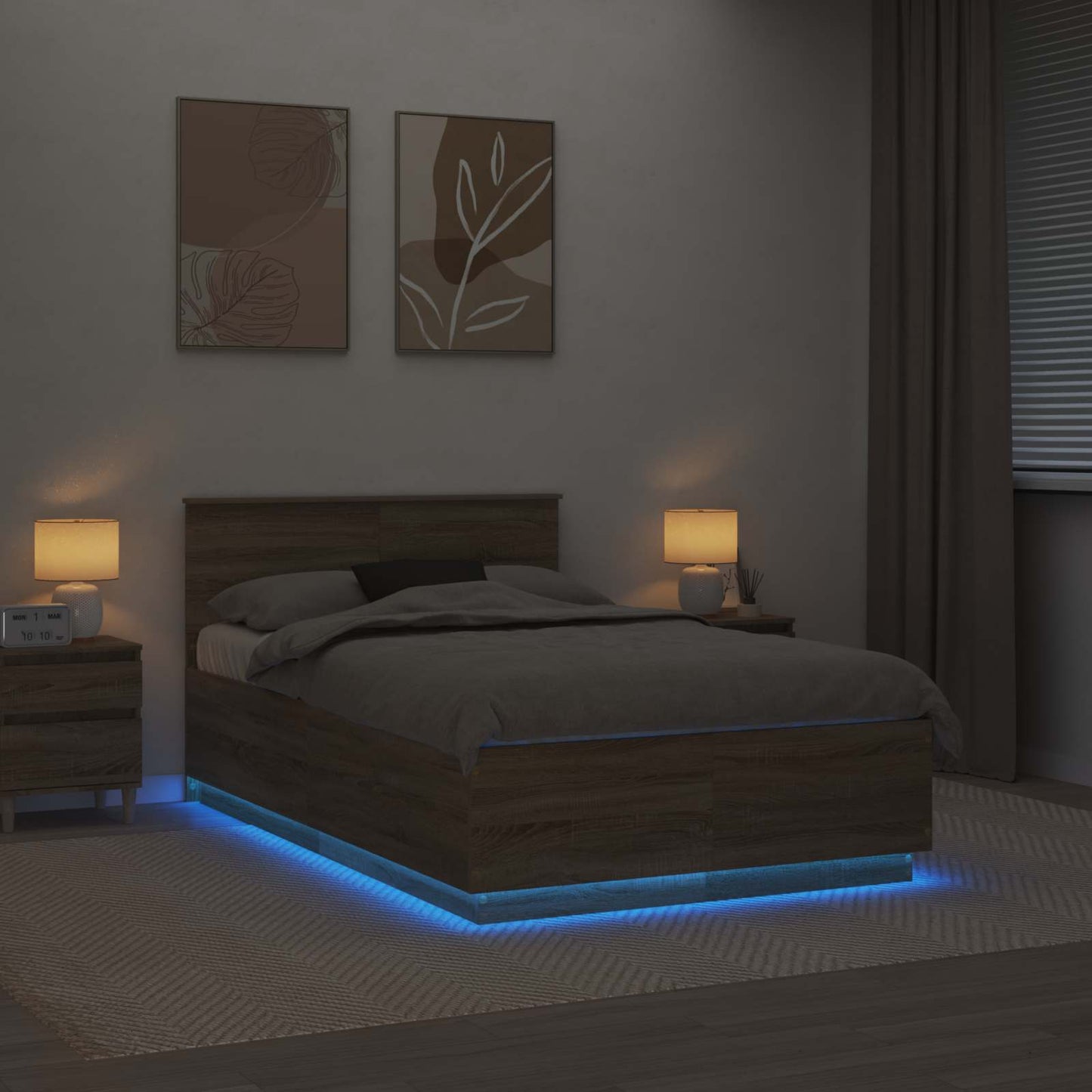 vidaXL Σκελετός Κρεβατιού Δρύς Sonoma 135 x 190 cm Επεξεργασμένο ξύλο