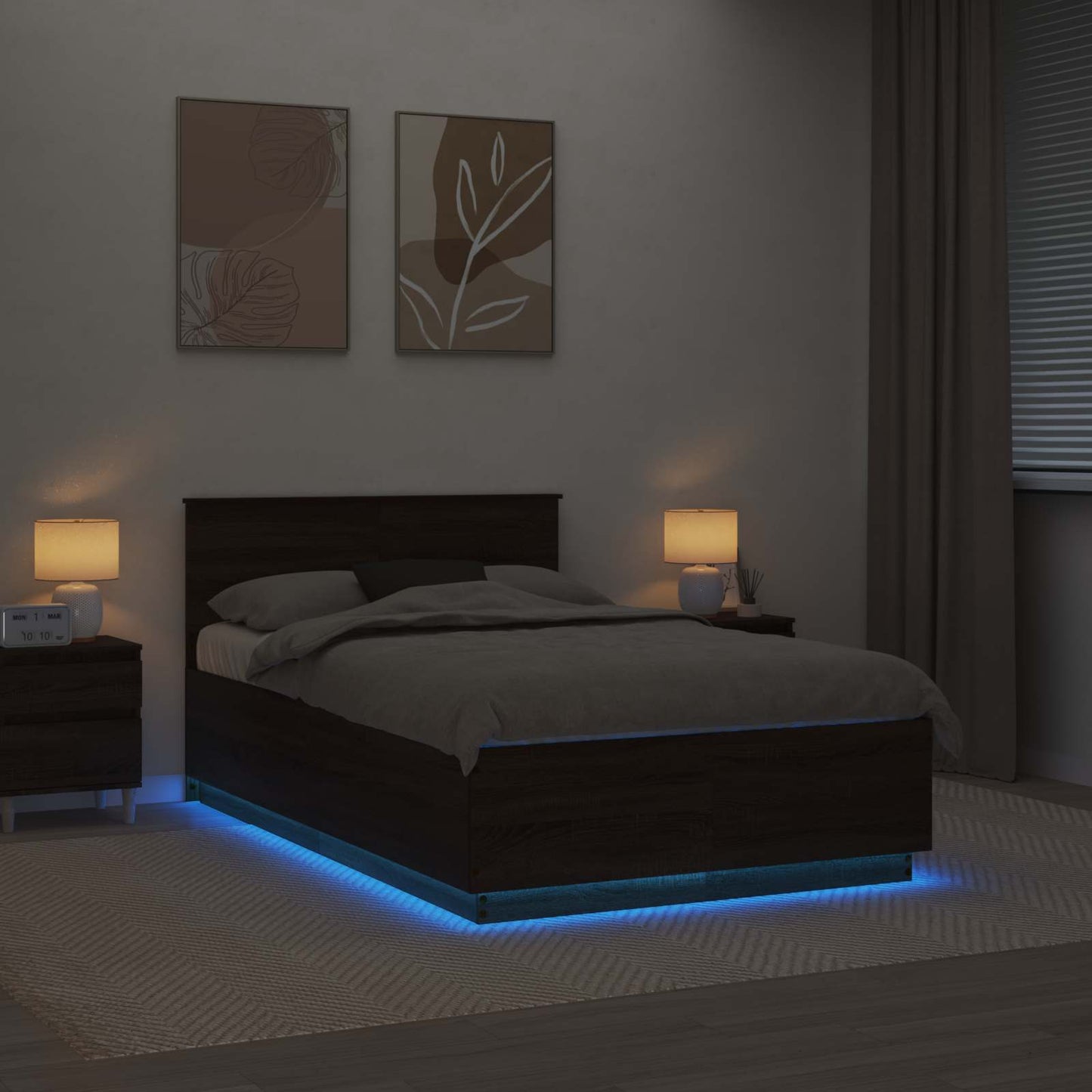 vidaXL Σκελετός Κρεβατιού Καφέ δρυς 135 x 190 cm Επεξεργασμένο ξύλο