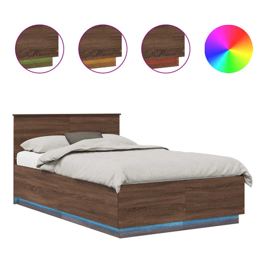 vidaXL Σκελετός Κρεβατιού Καφέ δρυς 135 x 190 cm Επεξεργασμένο ξύλο