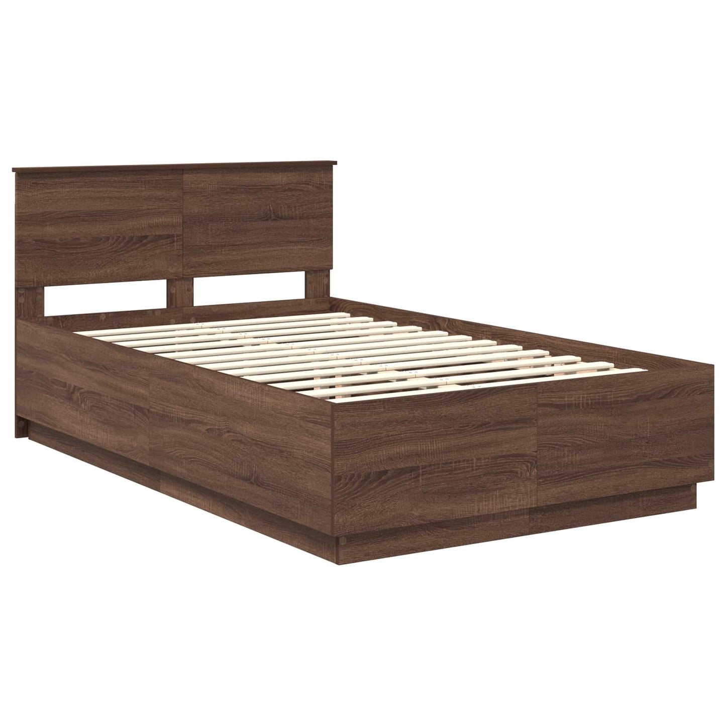 vidaXL Σκελετός Κρεβατιού Καφέ δρυς 135 x 190 cm Επεξεργασμένο ξύλο