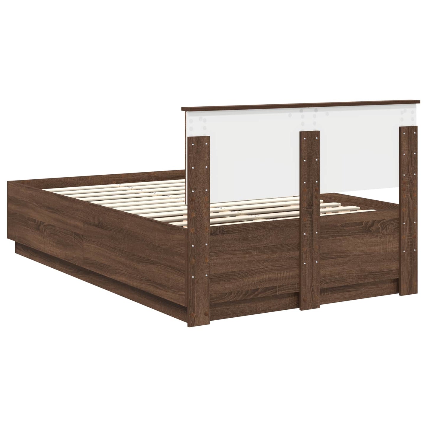 vidaXL Σκελετός Κρεβατιού Καφέ δρυς 135 x 190 cm Επεξεργασμένο ξύλο