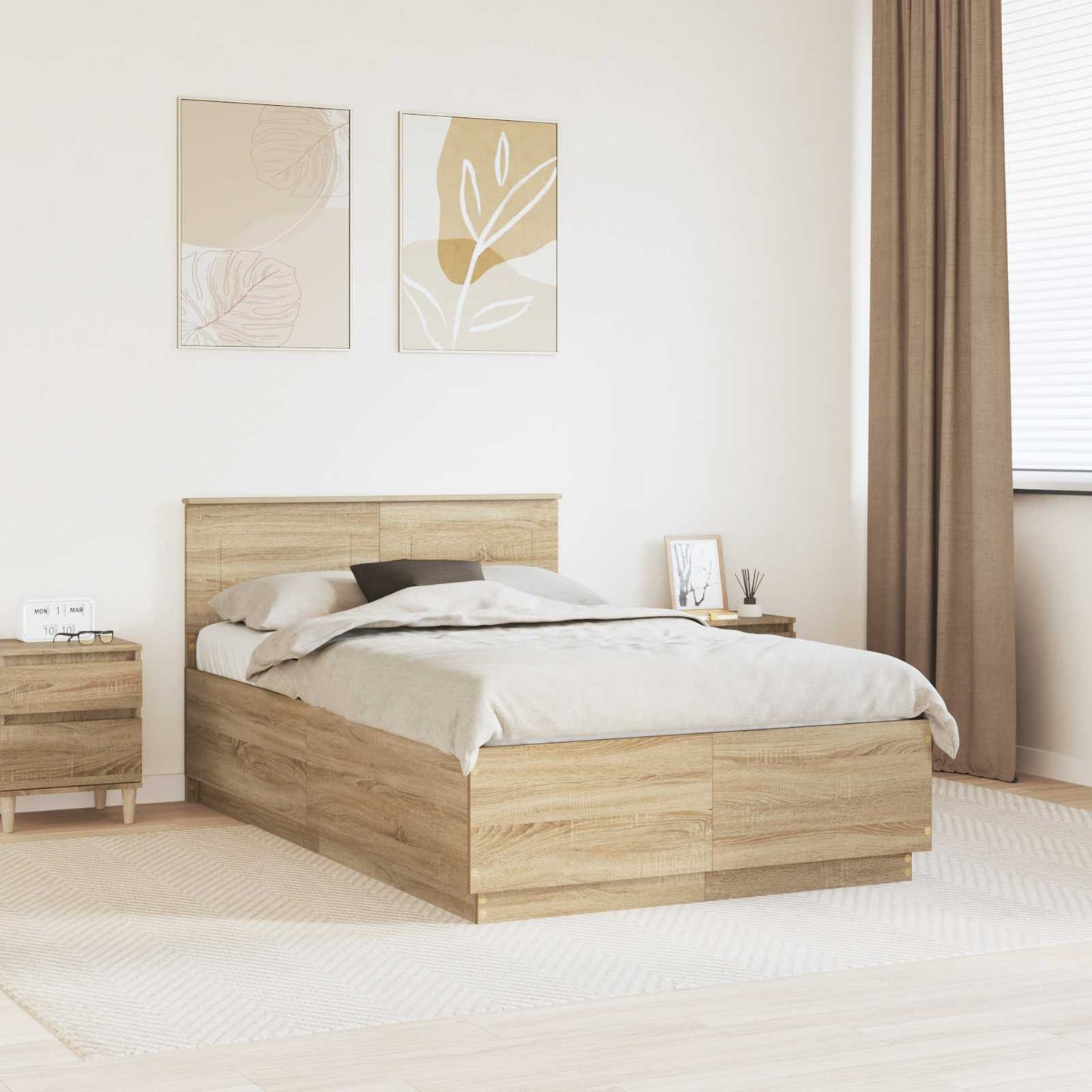 vidaXL Σκελετός Κρεβατιού Δρύς Sonoma 120 x 190 cm Επεξεργασμένο ξύλο