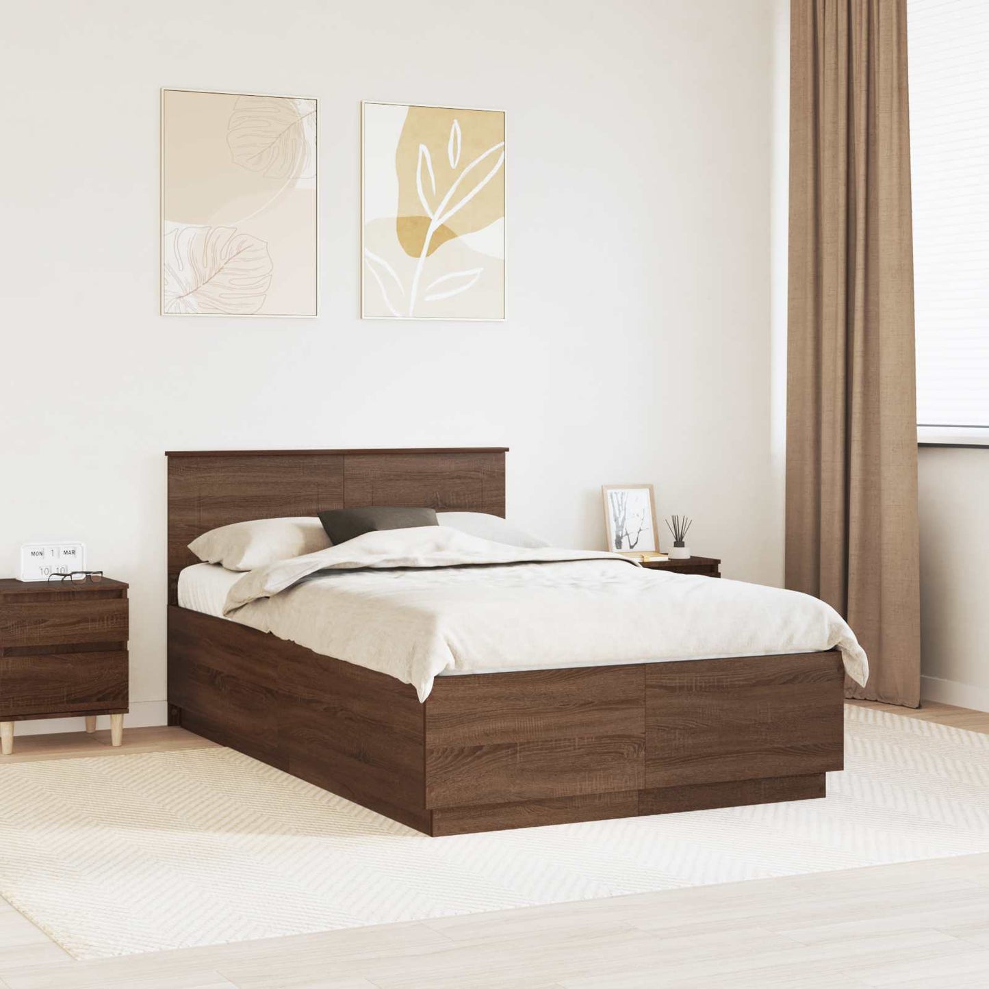 vidaXL Σκελετός Κρεβατιού Καφέ δρυς 120 x 190 cm Επεξεργασμένο ξύλο