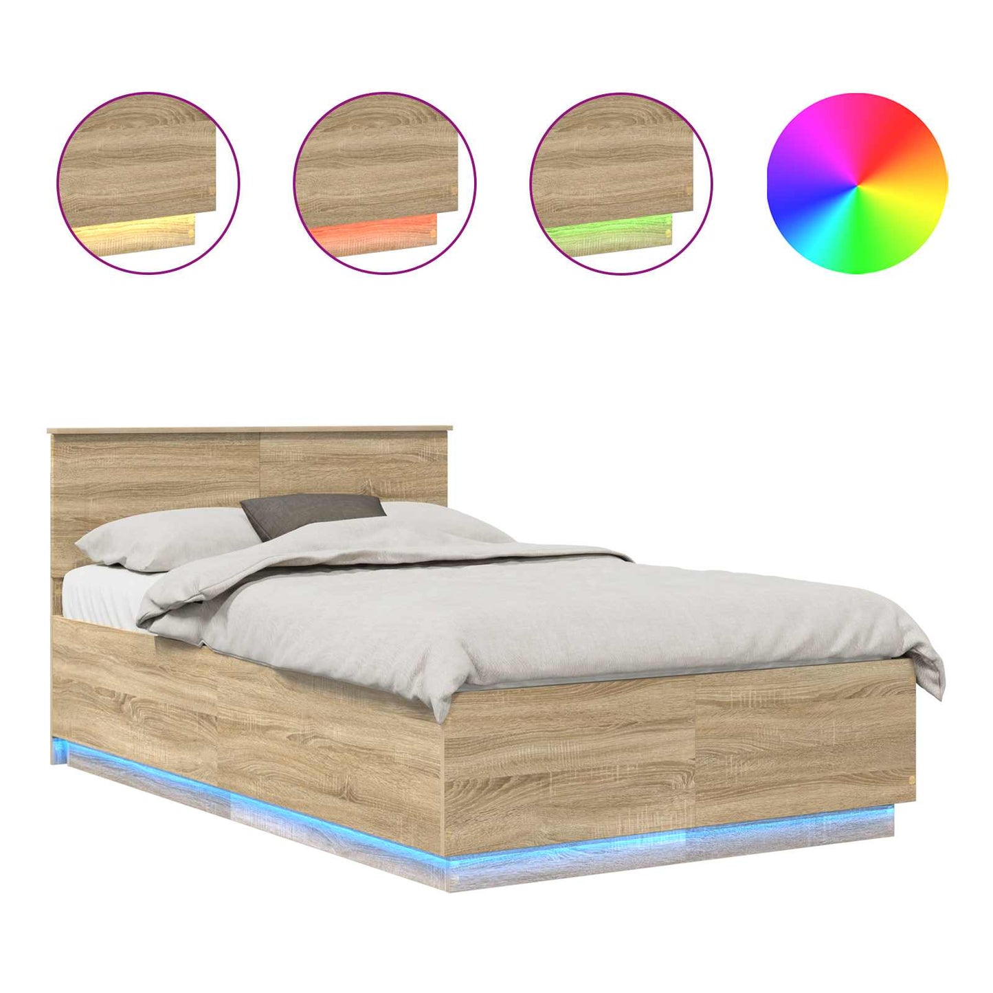 vidaXL Σκελετός Κρεβατιού Δρύς Sonoma 120 x 200 cm Επεξεργασμένο ξύλο