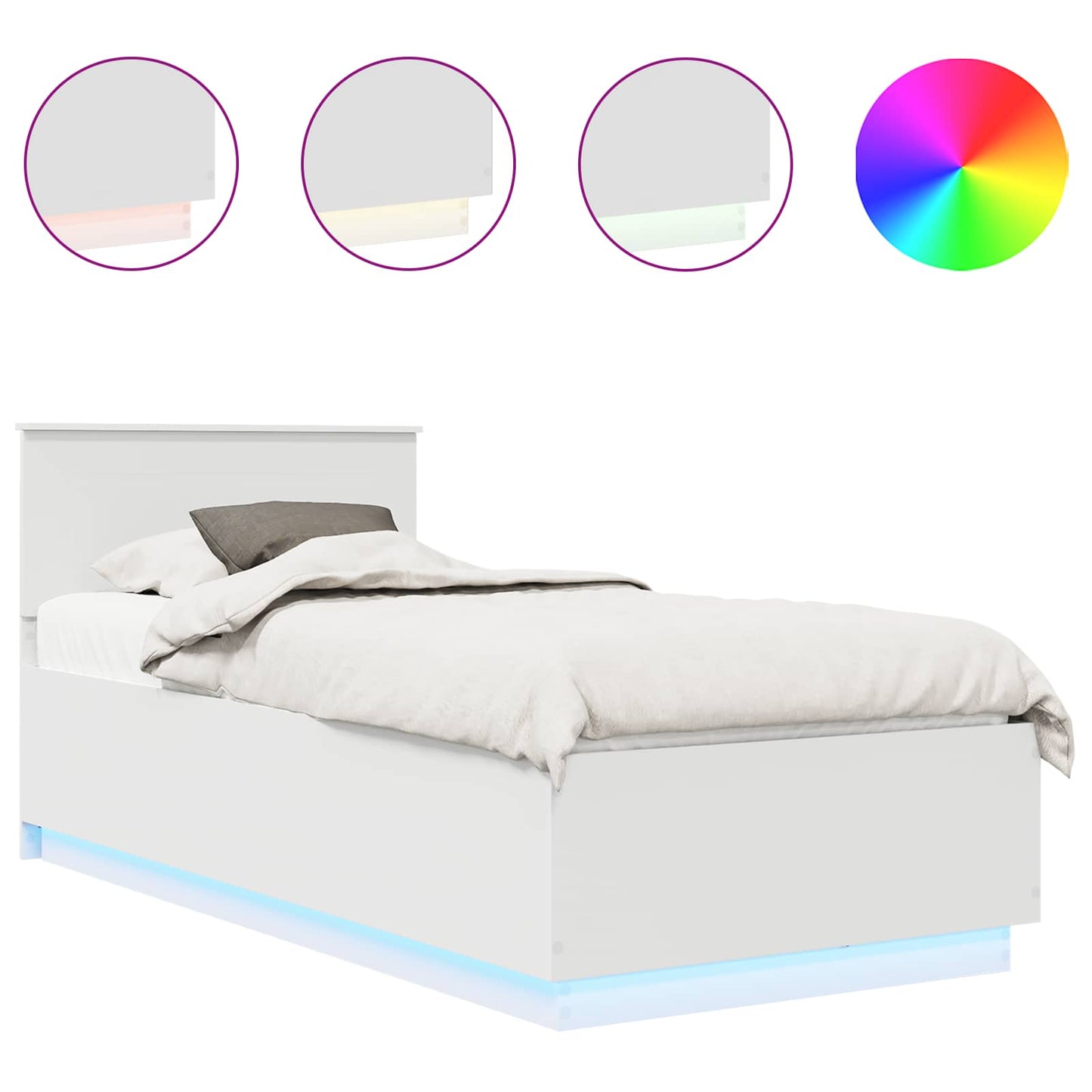 vidaXL Σκελετός Κρεβατιού Λευκό 90 x 190 cm Επεξεργασμένο ξύλο