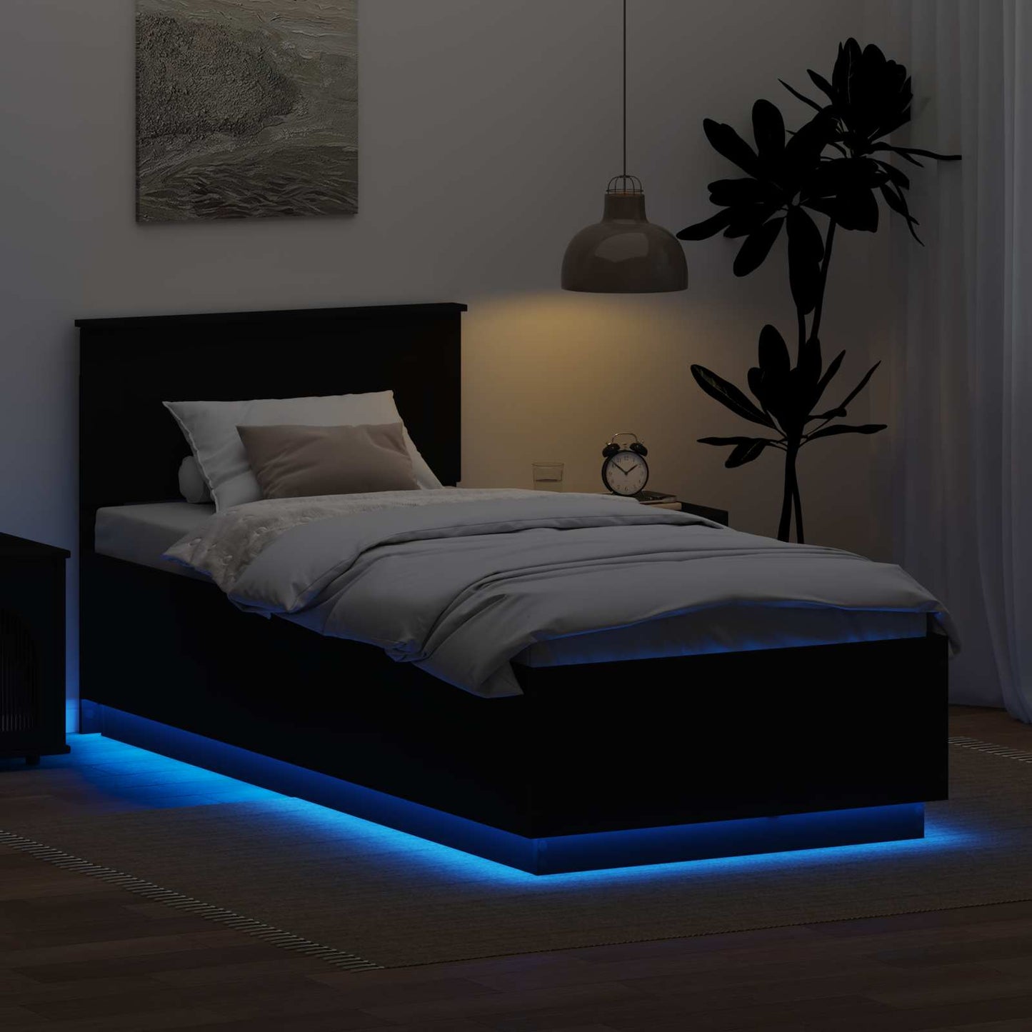 vidaXL Σκελετός Κρεβατιού Μαύρο 90 x 190 cm Επεξεργασμένο ξύλο