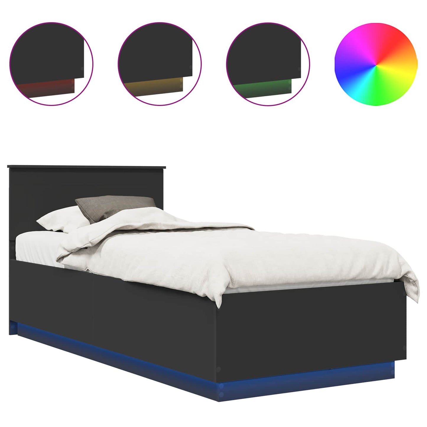 vidaXL Σκελετός Κρεβατιού Μαύρο 90 x 190 cm Επεξεργασμένο ξύλο