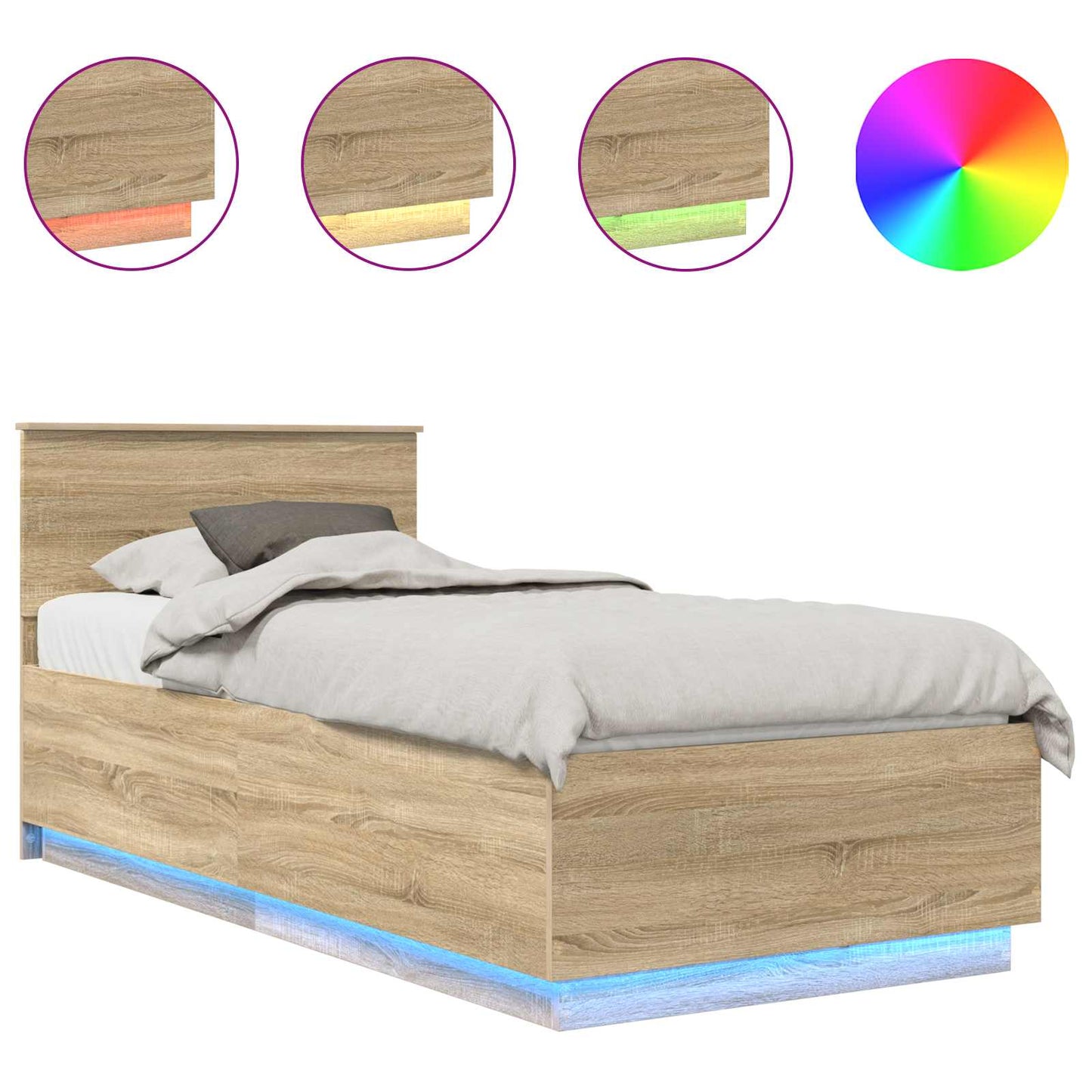 vidaXL Σκελετός Κρεβατιού Δρύς Sonoma 70 x 190 cm Επεξεργασμένο ξύλο
