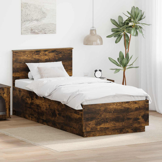vidaXL Σκελετός Κρεβατιού Καπνιστό Δρύς 70 x 190 cm Επεξεργασμένο ξύλο