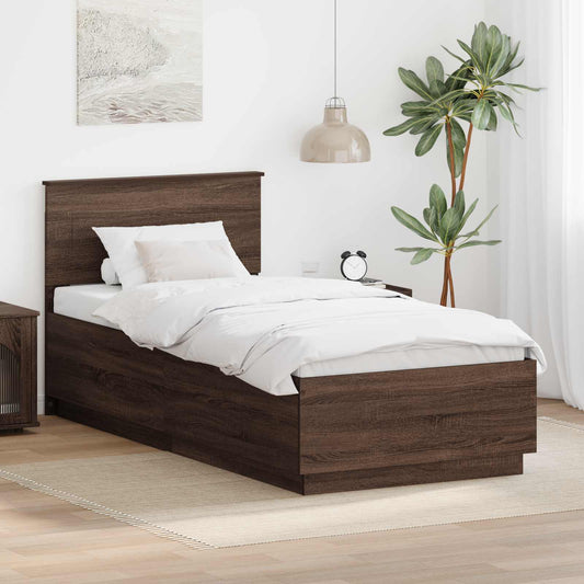 vidaXL Σκελετός Κρεβατιού Καφέ δρυς 70 x 190 cm Επεξεργασμένο ξύλο