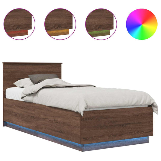 vidaXL Σκελετός Κρεβατιού Καφέ δρυς 70 x 190 cm Επεξεργασμένο ξύλο