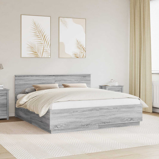 vidaXL Σκελετός Κρεβατιού Γκρι Sonoma 200 x 200 cm Επεξεργασμένο Ξύλο