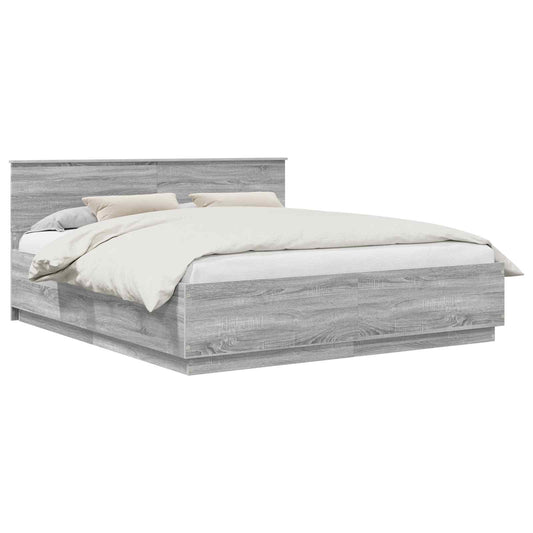 vidaXL Σκελετός Κρεβατιού Γκρι Sonoma 200 x 200 cm Επεξεργασμένο Ξύλο