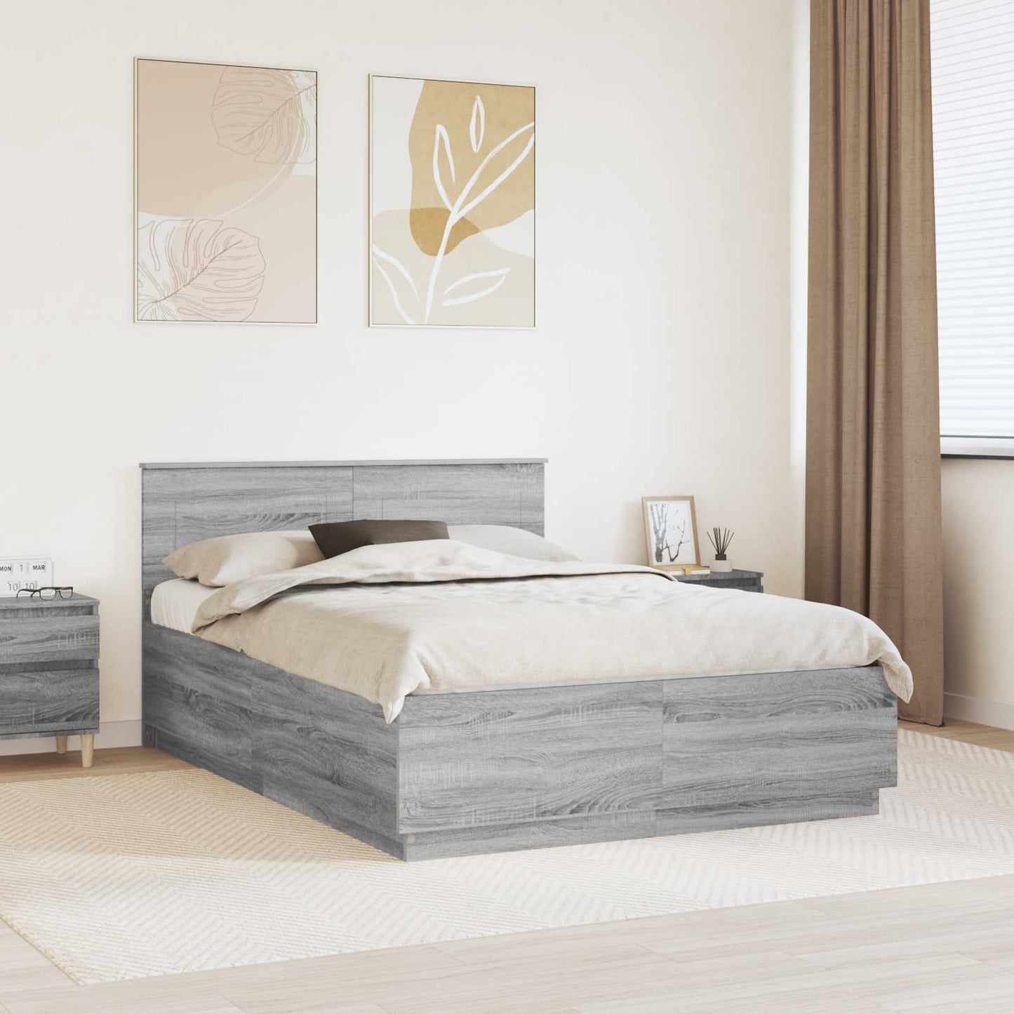 vidaXL Σκελετός Κρεβατιού Γκρι Sonoma 150 x 200 cm Επεξεργασμένο Ξύλο