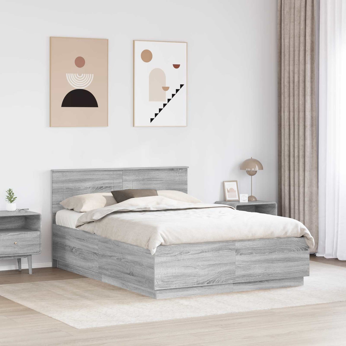 vidaXL Σκελετός Κρεβατιού Γκρι Sonoma 140 x 190 cm Επεξεργασμένο Ξύλο