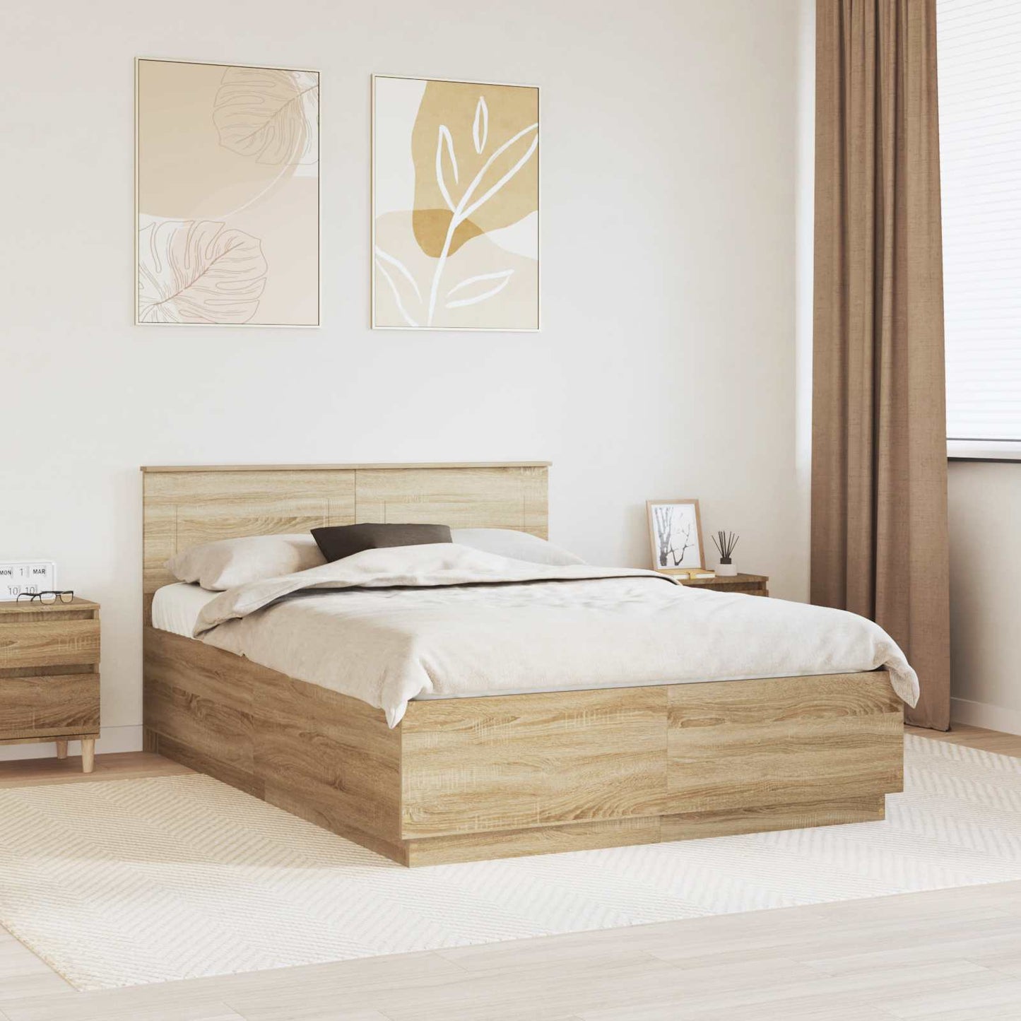 vidaXL Σκελετός Κρεβατιού Sonoma Δρυς 140 x 200 cm Επεξεργασμένο Ξύλο