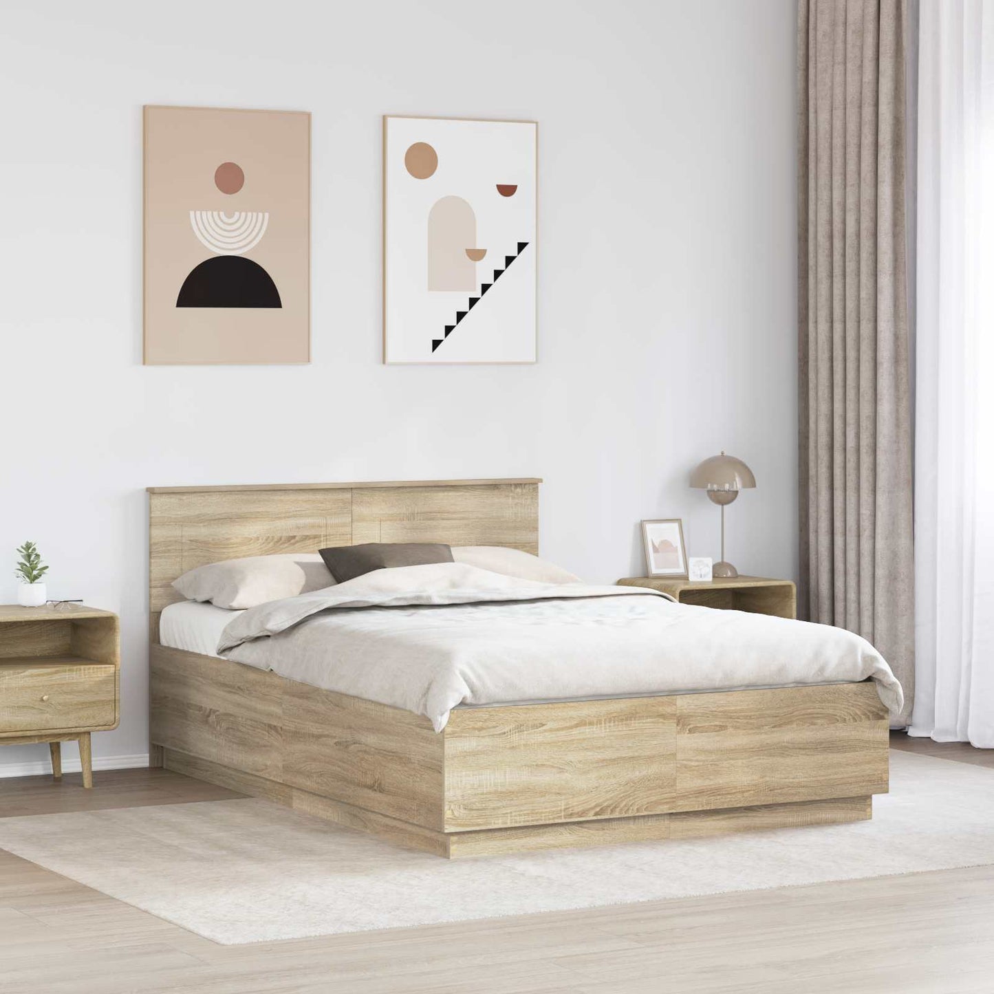 vidaXL Σκελετός Κρεβατιού Sonoma Δρυς 140 x 200 cm Επεξεργασμένο Ξύλο