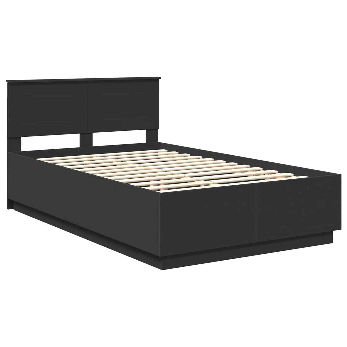 vidaXL Σκελετός Κρεβατιού Μαύρο 135 x 190 cm Επεξεργασμένο Ξύλο