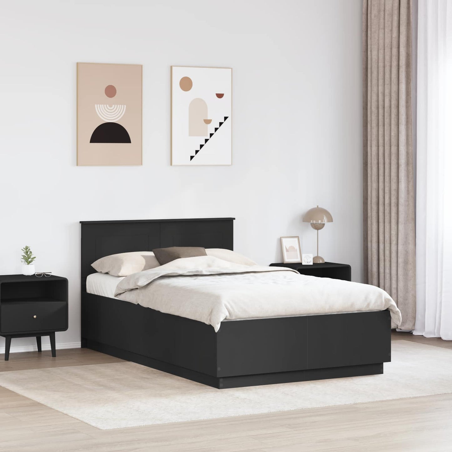vidaXL Σκελετός Κρεβατιού Μαύρο 120 x 190 cm Επεξεργασμένο Ξύλο