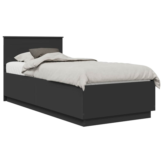 vidaXL Σκελετός Κρεβατιού Μαύρο 90 x 200 cm Επεξεργασμένο Ξύλο