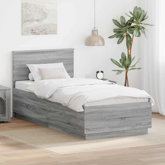 vidaXL Σκελετός Κρεβατιού Γκρι Sonoma 70 x 190 cm Επεξεργασμένο Ξύλο
