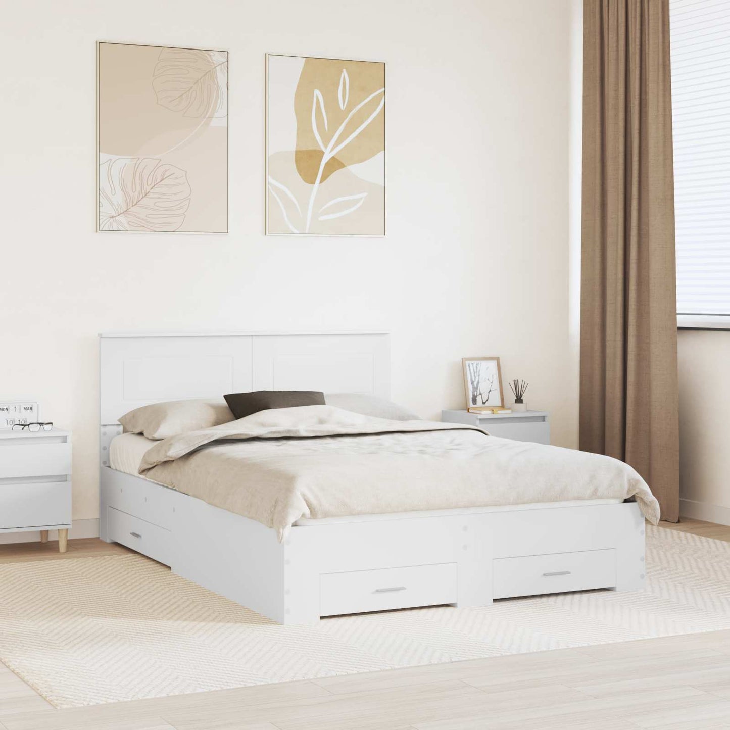 vidaXL Σκελετός Κρεβατιού Λευκό 160 x 200 cm Επεξεργασμένο ξύλο