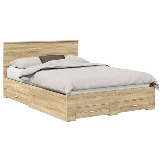 vidaXL Σκελετός Κρεβατιού Δρύς Sonoma 150 x 200 cm Επεξεργασμένο ξύλο