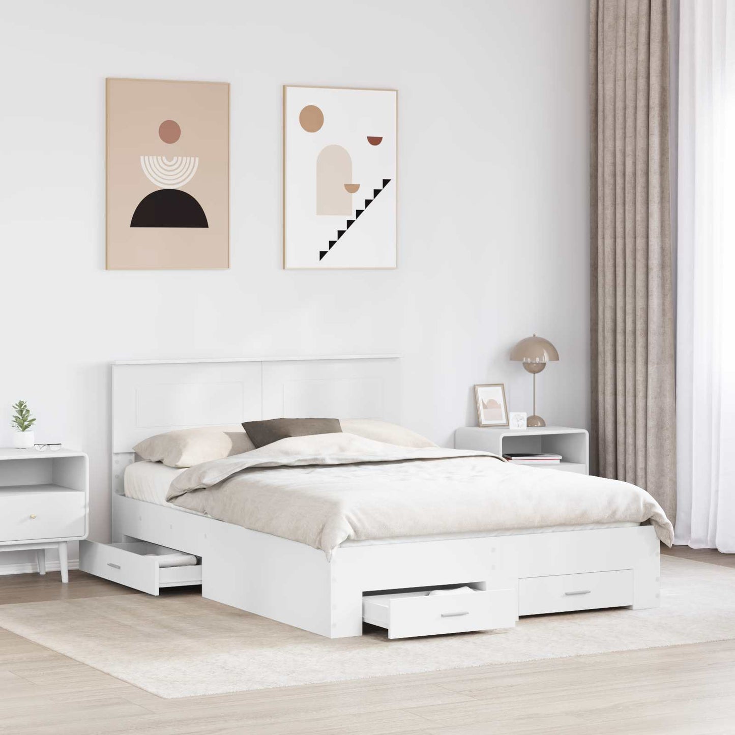 vidaXL Σκελετός Κρεβατιού Λευκό 140 x 190 cm Επεξεργασμένο ξύλο