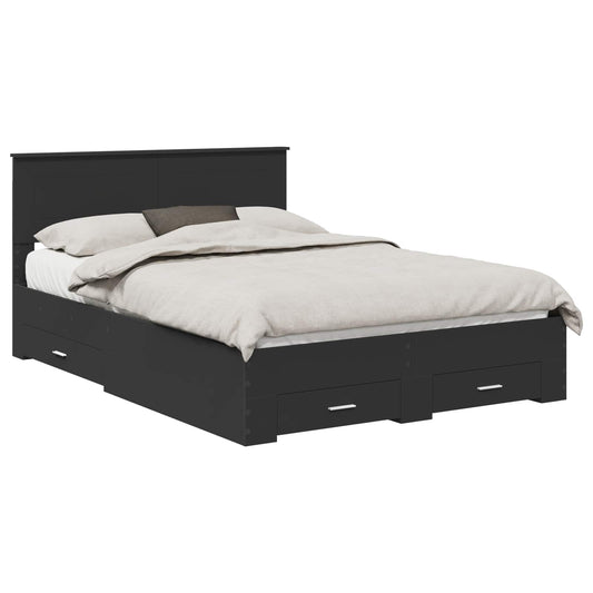 vidaXL Σκελετός Κρεβατιού Μαύρο 140 x 190 cm Επεξεργασμένο ξύλο