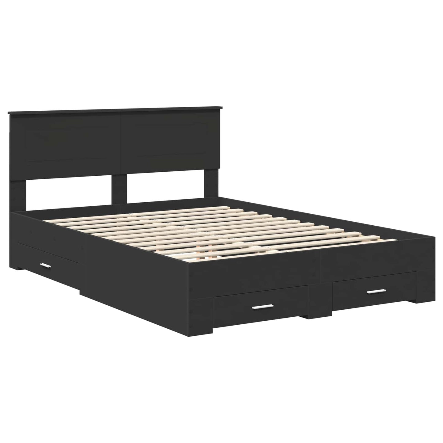 vidaXL Σκελετός Κρεβατιού Μαύρο 140 x 190 cm Επεξεργασμένο ξύλο