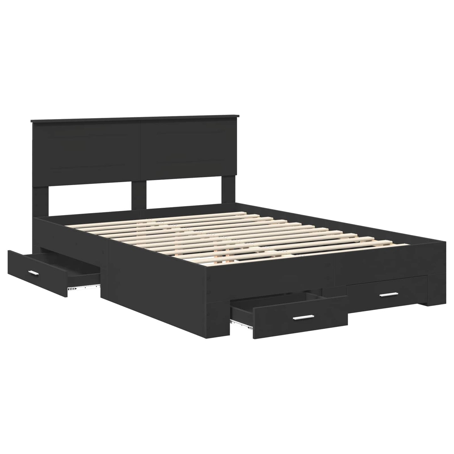 vidaXL Σκελετός Κρεβατιού Μαύρο 140 x 190 cm Επεξεργασμένο ξύλο